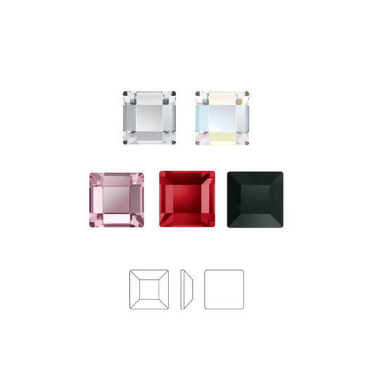 Carré 2400 (Square 2.2mm/3mm) - Strass dentaires à coller – Cristaux à dos plat non hotfix (10 pcs)