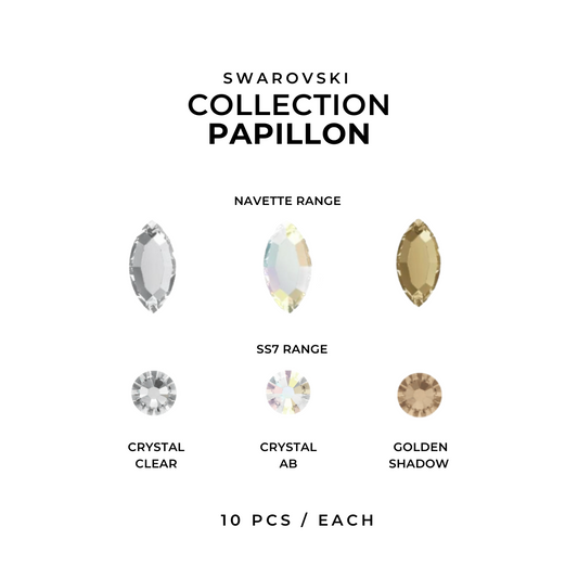 PAPILLON COLLECTION - Assortiment 2200/2058 (60pcs) - Strass dentaire à coller - Cristaux à dos plat non hotfix