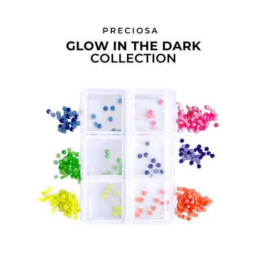 GLOW IN THE DARK – Strass dentaires à coller – Cristaux à dos plat (No Hotfix)