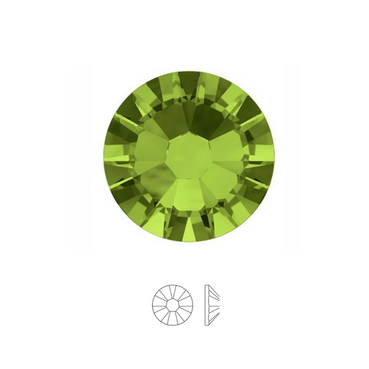 OLIVINE - Crystal 2058 - Strass dentaires à coller – Cristaux à dos plat non hotfix