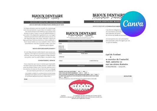 Fiche client consentement / autorisation parentale / photographie PACK