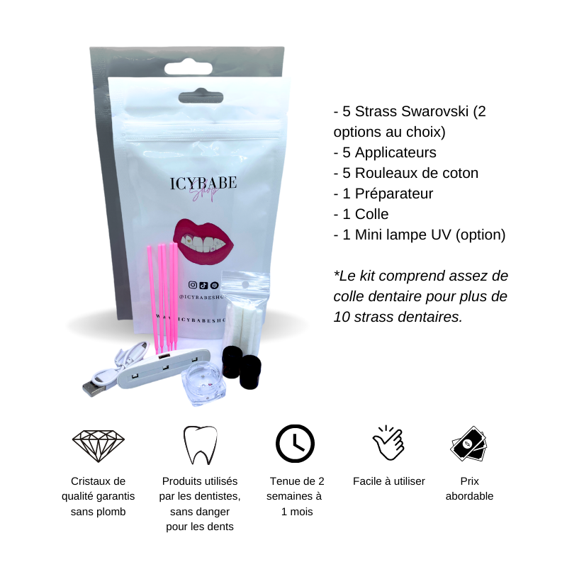Kit Strass Dentaire 10 Pièces – Pierres Acryliques Brillantes Pour Ongles Et Dents, Décoration DIY Sans Colle Incluse - 3