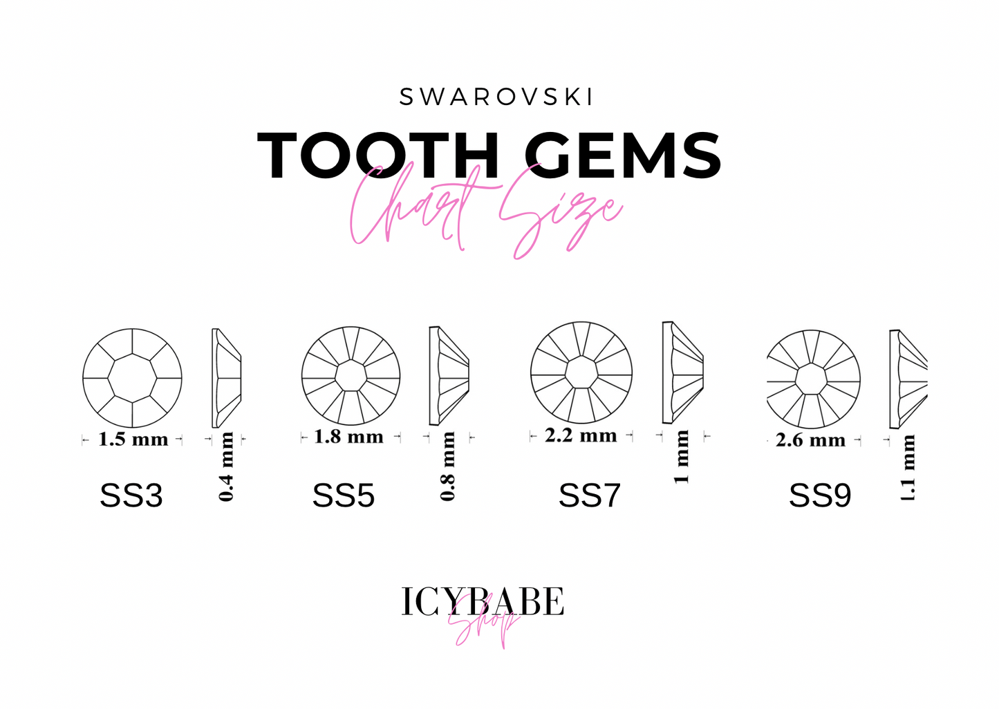 WHITE OPAL Swarovski 2058 Strass dentaire / Tooth gems
